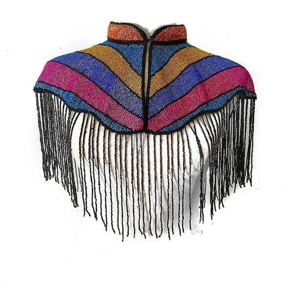 Colorful Solidarity Hand Beaded Fringe Cape - Picture 2 of 4